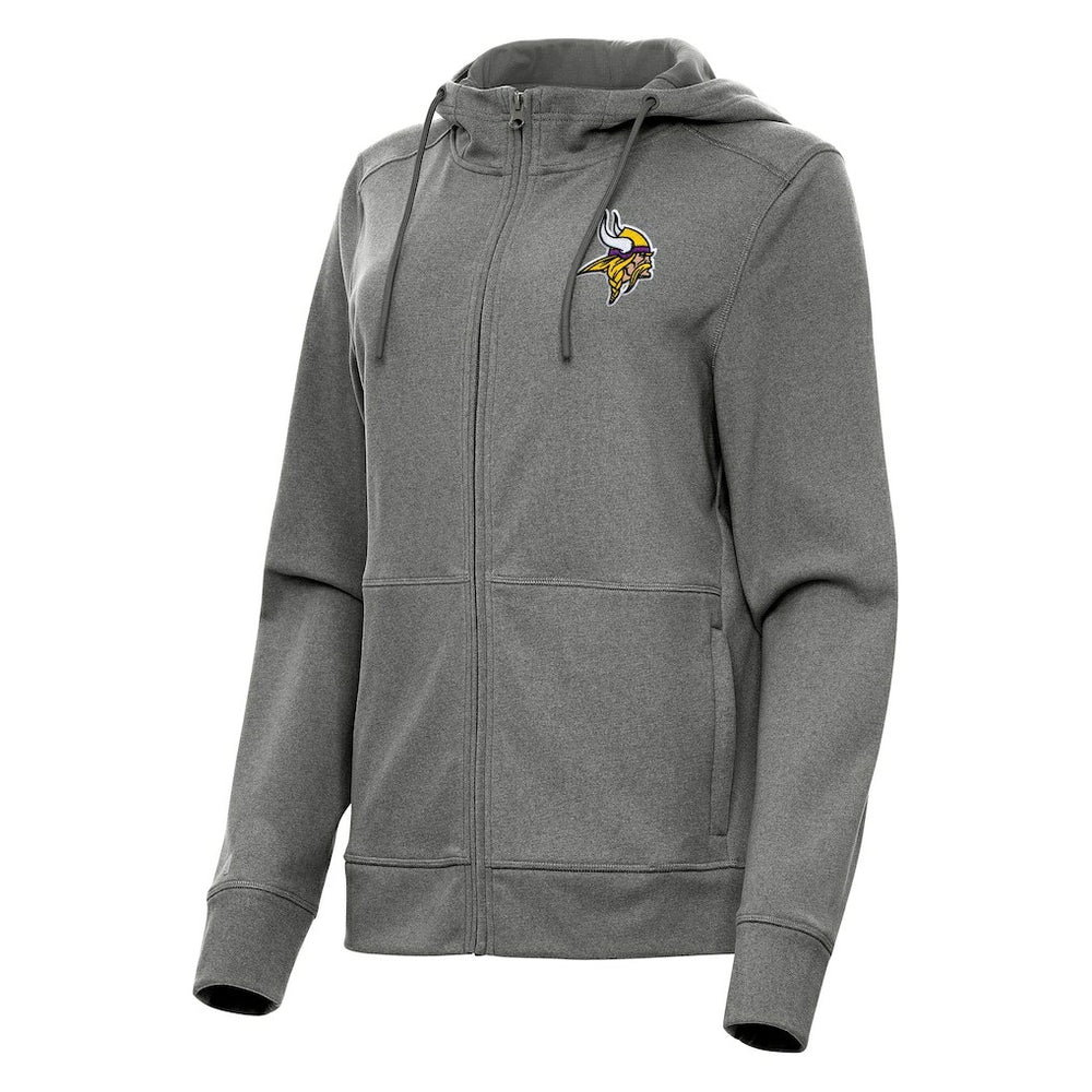 Minnesota Vikings Antigua Women's Seeker Full-Zip Hoodie Jacket Heather Charcoal | NFL