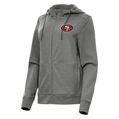 San Francisco 49ers Antigua Women's Seeker Full-Zip Hoodie Jacket Heather Charcoal | NFL