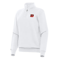 Cincinnati Bengals Antigua Women's Victory Quarter-Zip Top White | NFL
