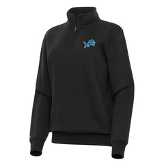 Detroit Lions Antigua Women's Victory Quarter-Zip Top Black | NFL