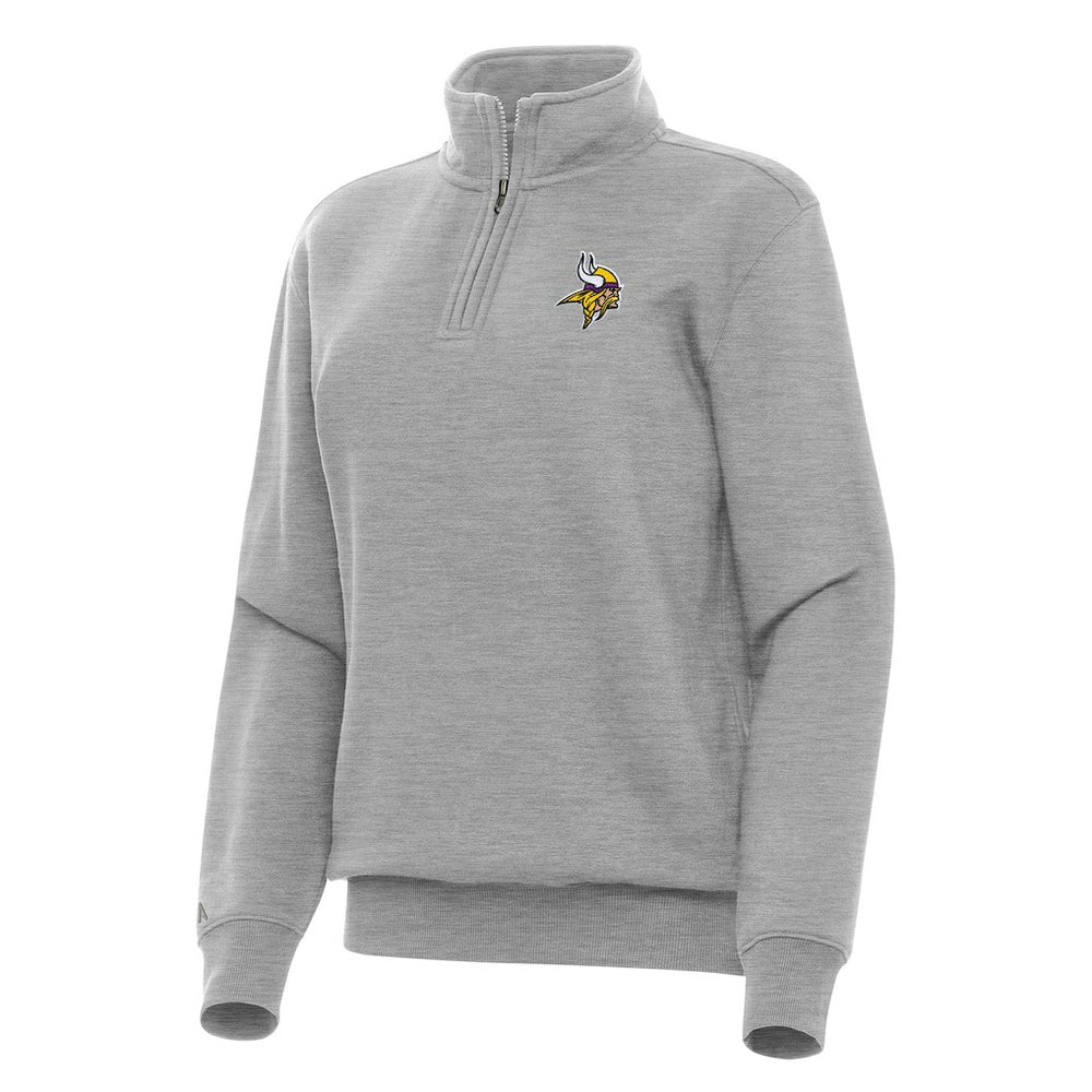 Minnesota Vikings Antigua Women's Victory Quarter-Zip Top Heather Gray | NFL