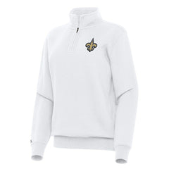 New Orleans Saints Antigua Women's Victory Quarter-Zip Top White | NFL
