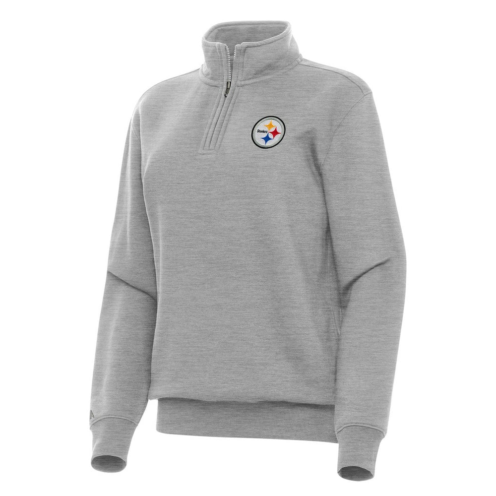 Pittsburgh Steelers Antigua Women's Victory Quarter-Zip Top Heather Gray | NFL