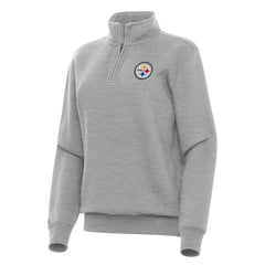Pittsburgh Steelers Antigua Women's Victory Quarter-Zip Top Heather Gray | NFL