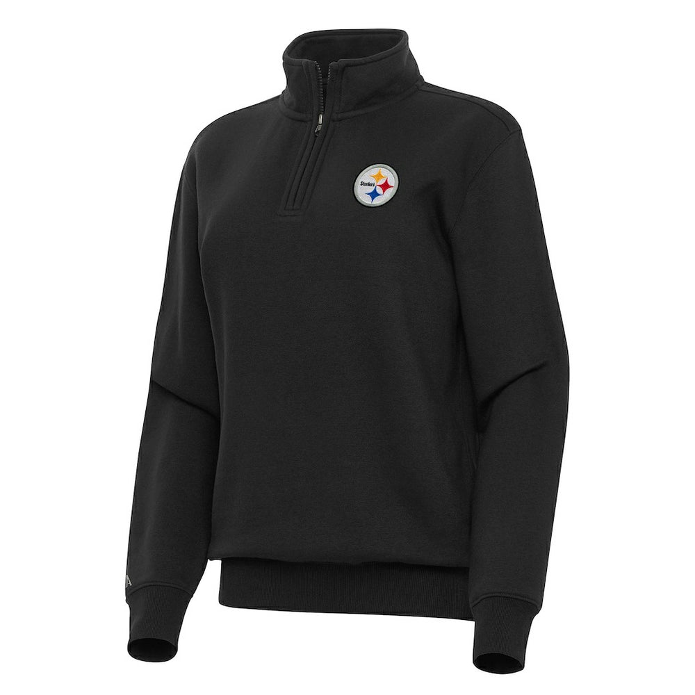 Pittsburgh Steelers Antigua Women's Victory Quarter-Zip Top Black | NFL