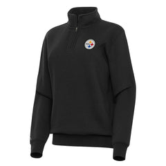 Pittsburgh Steelers Antigua Women's Victory Quarter-Zip Top Black | NFL