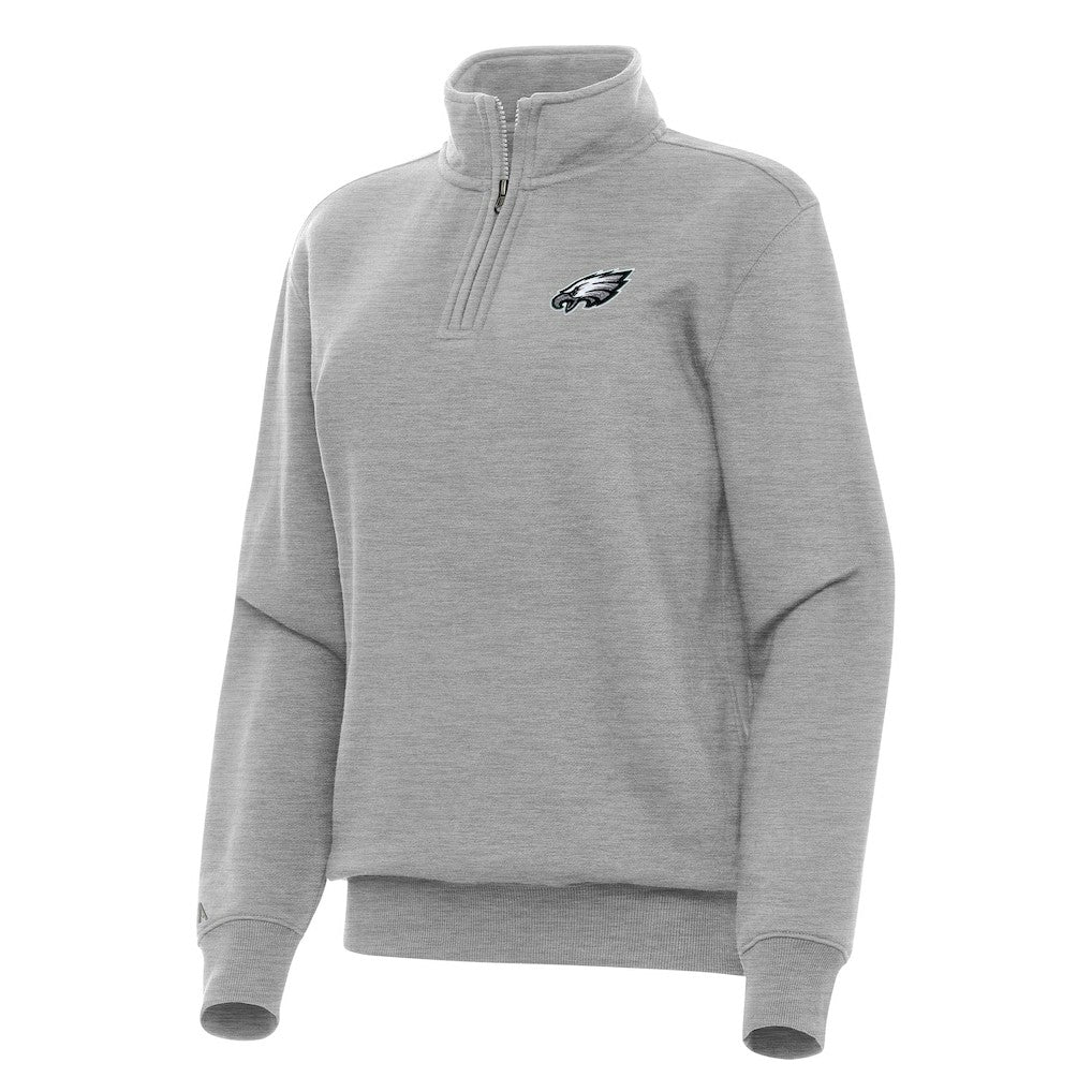 Philadelphia Eagles Antigua Women's Victory Quarter-Zip Top Heather Gray | NFL