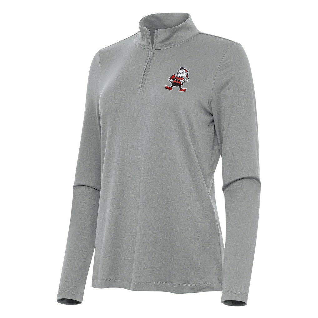 Cleveland Browns Antigua Women's Reprocess Quarter-Zip Top Gray | NFL