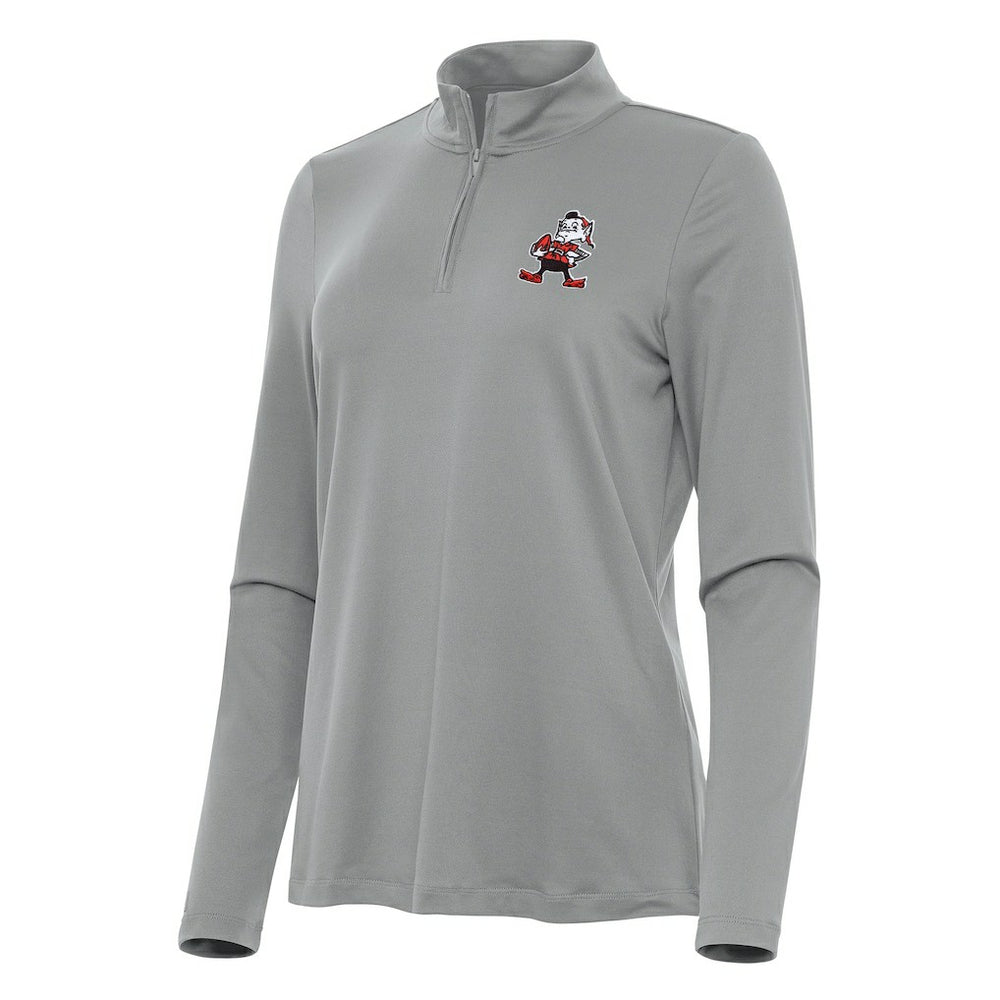 Cleveland Browns Antigua Women's Reprocess Quarter-Zip Top Gray | NFL