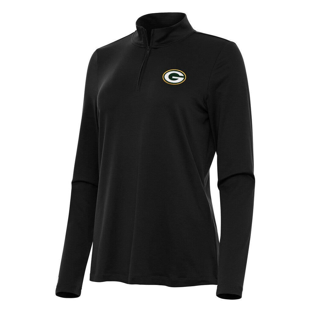 Green Bay Packers Antigua Women's Reprocess Quarter-Zip Top Black | NFL