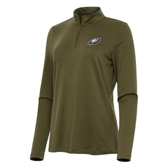 Philadelphia Eagles Antigua Women's Reprocess Quarter-Zip Top Olive | NFL