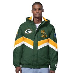 Green Bay Packers OVO x Starter Sideline Full-Snap Puffer Jacket Green | NFL