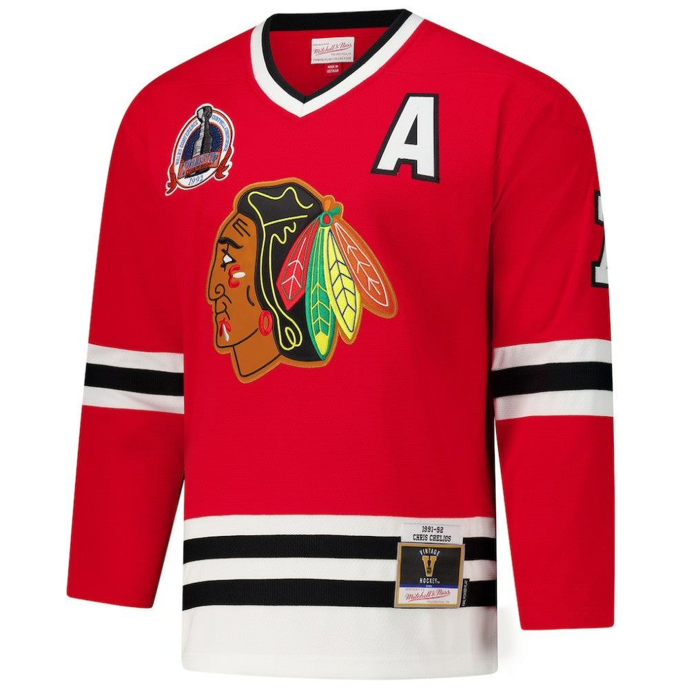 Chris Chelios Chicago Blackhawks 1991-92 Power Play Jersey - Red - NHL