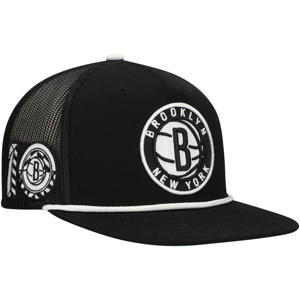 Brooklyn Nets Roper Trucker Snapback Hat Black - NBA