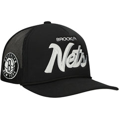 Brooklyn Nets Script Trucker Adjustable Hat Black - NBA