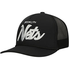 Brooklyn Nets Script Trucker Adjustable Hat Black - NBA