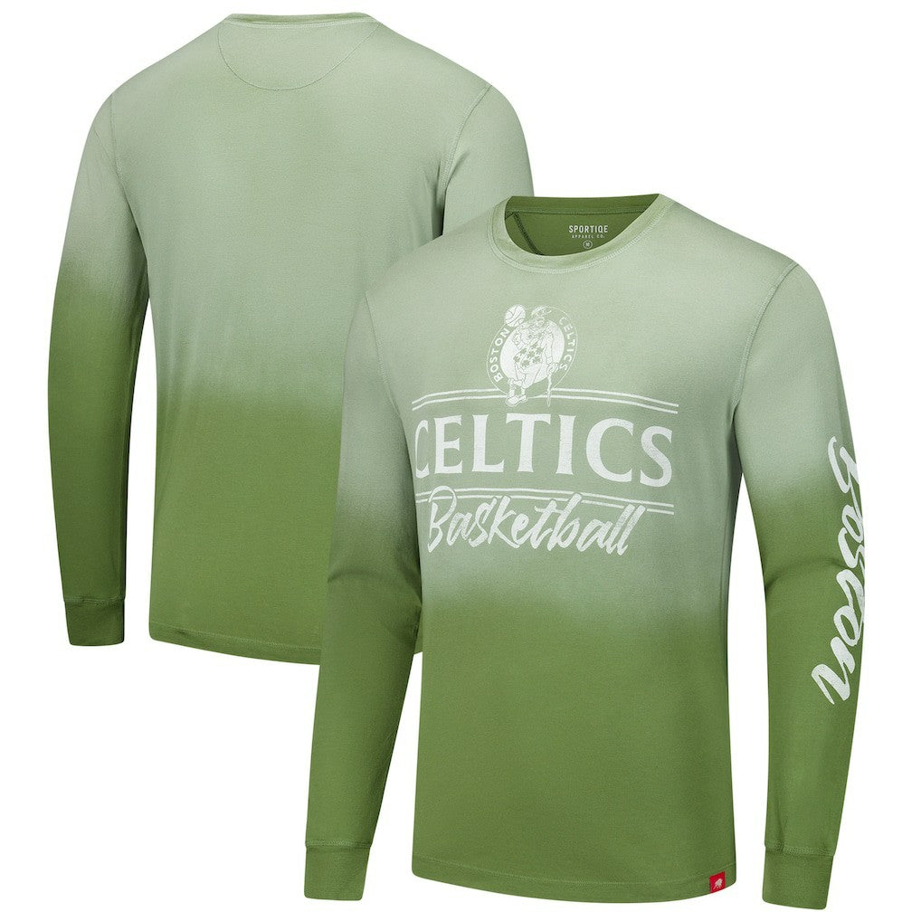 Boston Celtics Sportiqe Unisex Sun Fade Vintage Mohave Long Sleeve T-Shirt Olive - NBA