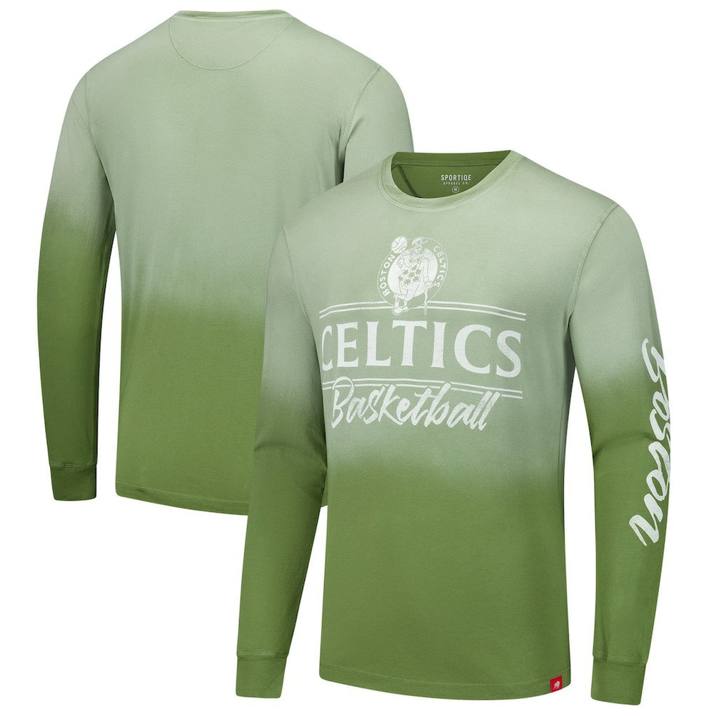 Boston Celtics Sportiqe Unisex Sun Fade Vintage Mohave Long Sleeve T-Shirt Olive - NBA