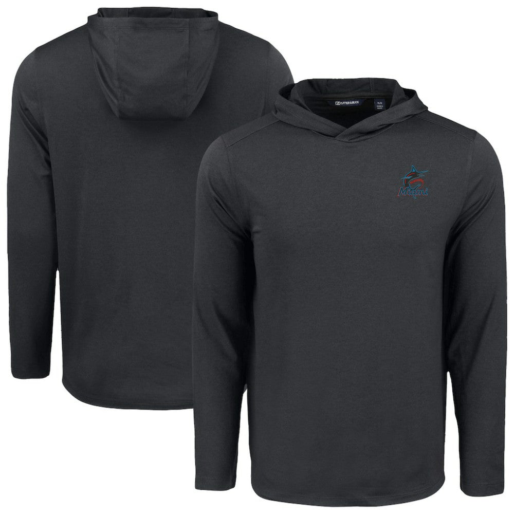 Miami Marlins Cutter & Buck Coastline Epic Comfort Recycled Eco Hoodie Long Sleeve T-Shirt - MLB