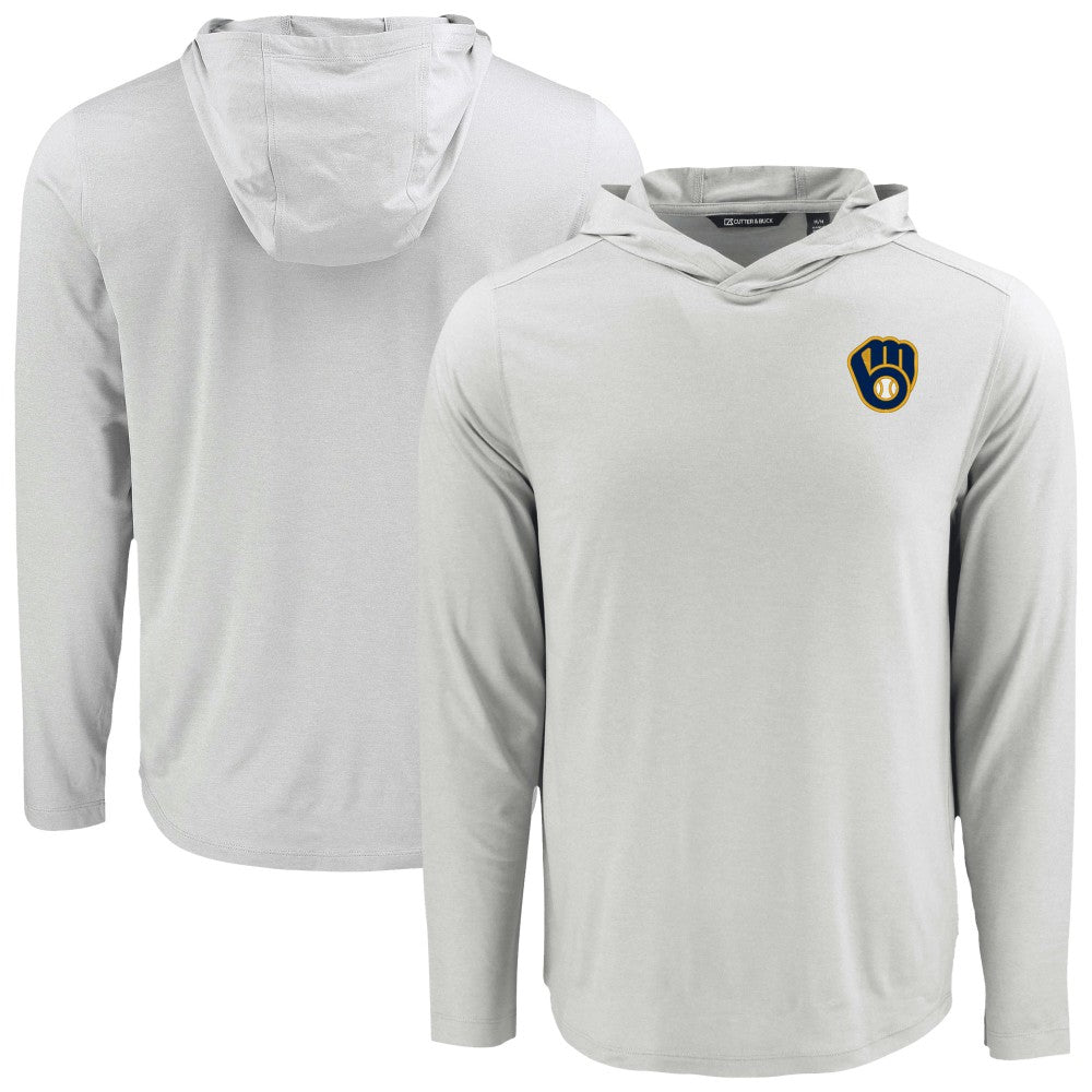 Milwaukee Brewers Cutter & Buck Coastline Epic Comfort Recycled Eco Hoodie Long Sleeve T-Shirt - MLB