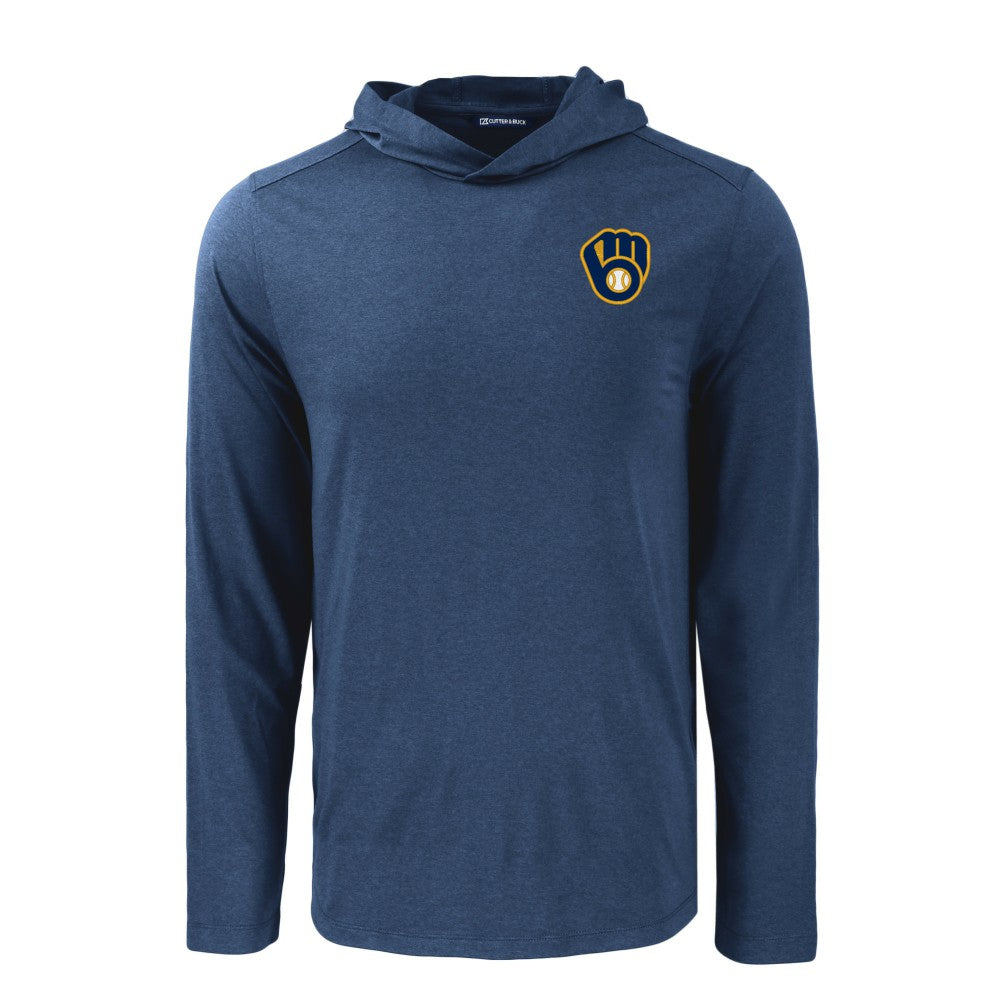 Milwaukee Brewers Cutter & Buck Coastline Epic Comfort Recycled Eco Hoodie Long Sleeve T-Shirt - MLB