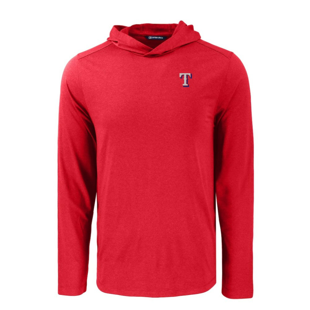 Texas Rangers Cutter & Buck Coastline Epic Comfort Recycled Eco Hoodie Long Sleeve T-Shirt - MLB