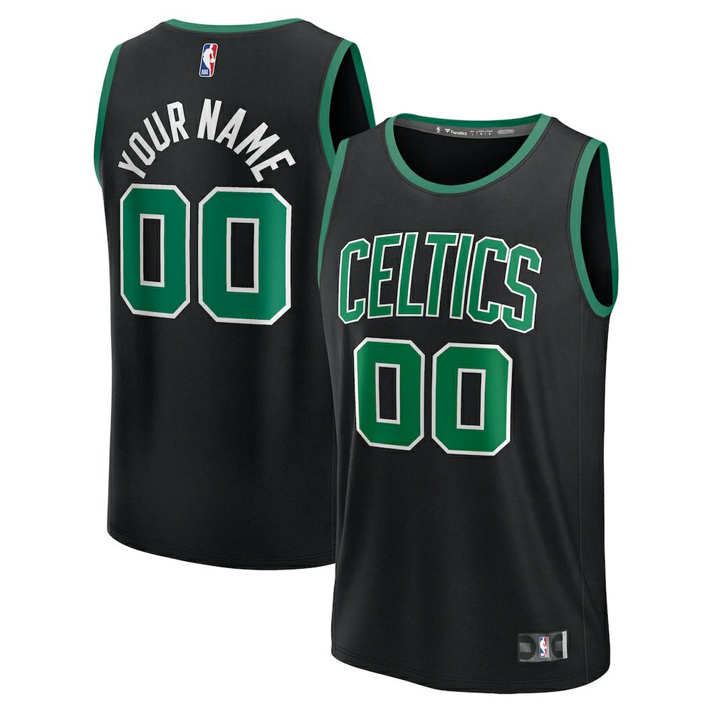 Boston Celtics Youth Fast Break Custom Replica Jersey Black Statement Edition - NBA