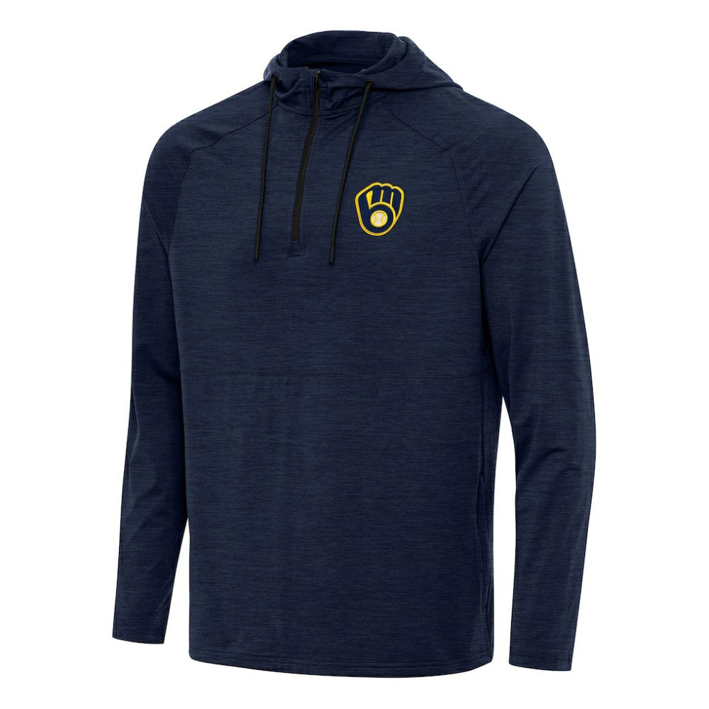 Milwaukee Brewers Antigua Spikes Quarter-Zip Pullover Hoodie - MLB