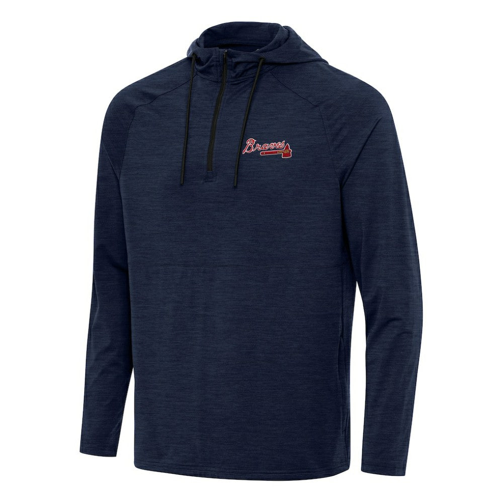 Atlanta Braves Antigua Spikes Quarter-Zip Pullover Hoodie - MLB