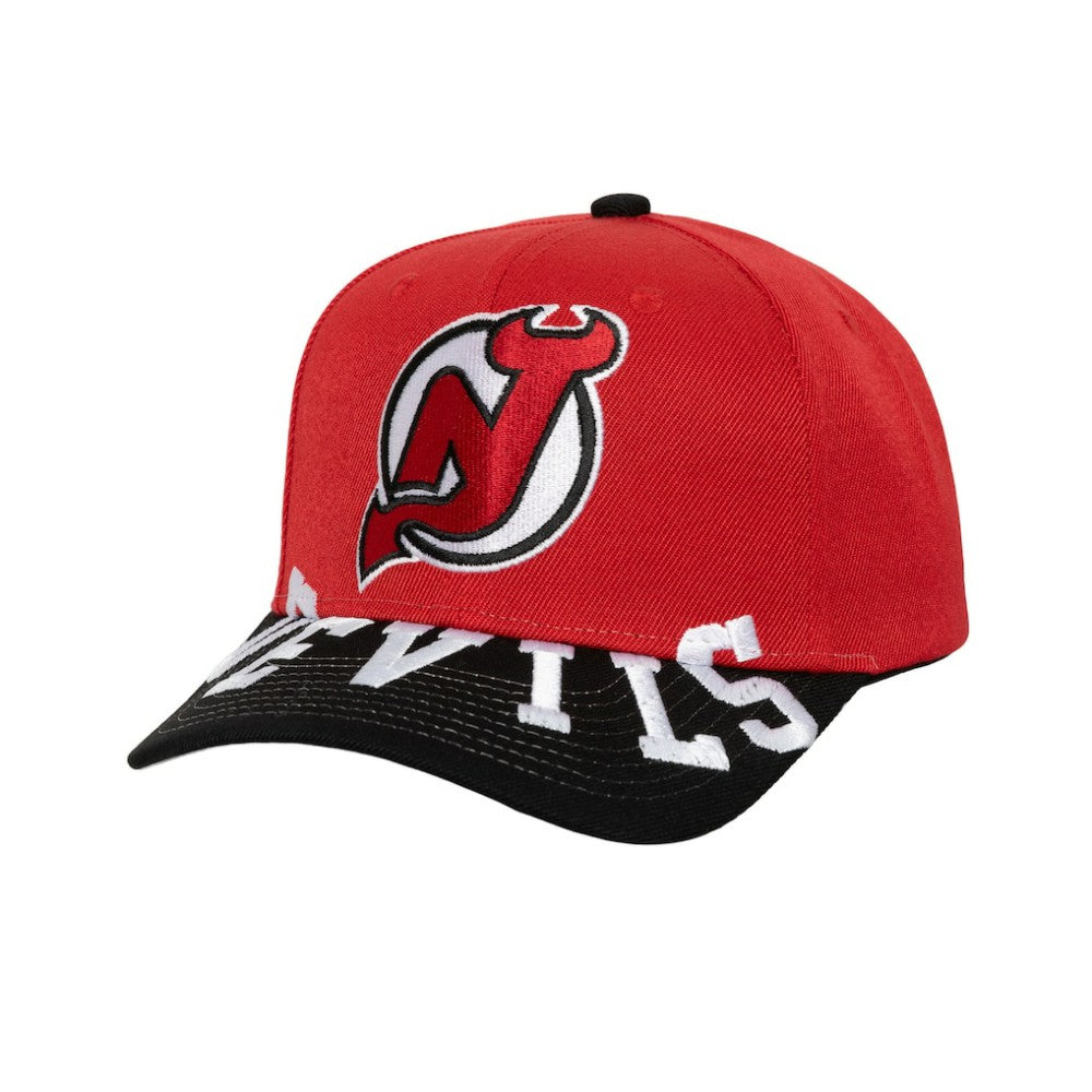 New Jersey Devils Mitchell & Ness Underarch Two-Tone Pro Crown Snapback Hat - Red/Black - NHL