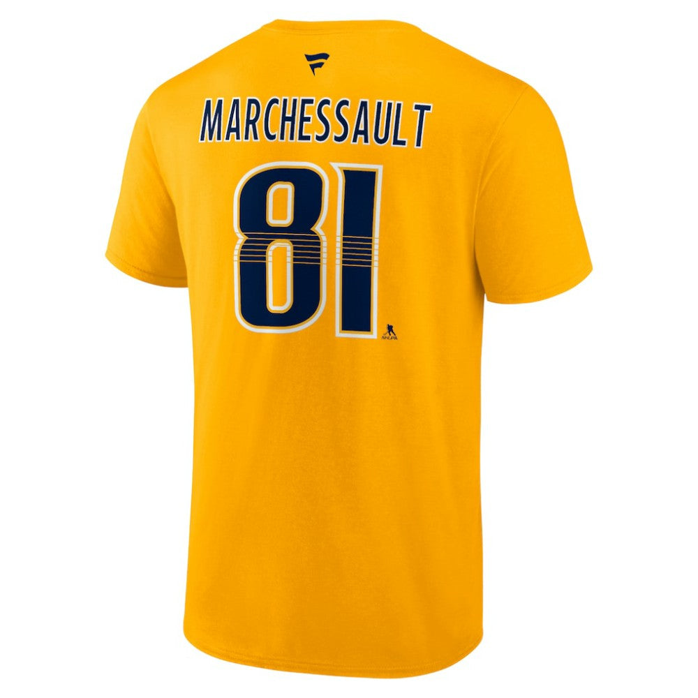 Jonathan Marchessault Nashville Predators Fanatics Authentic Stack Name & Number T-Shirt - Gold - NHL