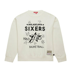 Philadelphia 76ers Women's Hardwood Classics Pullover Sweatshirt Cream - NBA