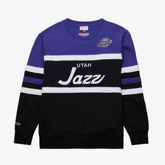 Utah Jazz Hardwood Classics Vintage Logo Head Coach Pullover Sweatshirt Black/Purple - NBA