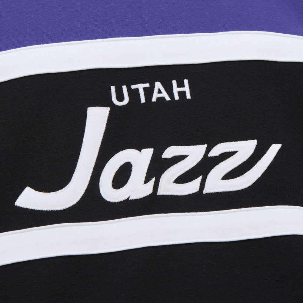 Utah Jazz Hardwood Classics Vintage Logo Head Coach Pullover Sweatshirt Black/Purple - NBA