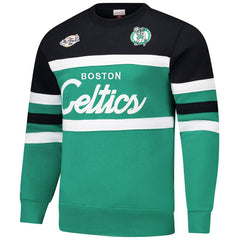 Boston Celtics Hardwood Classics Vintage Logo Head Coach Pullover Sweatshirt Kelly Green/Black - NBA