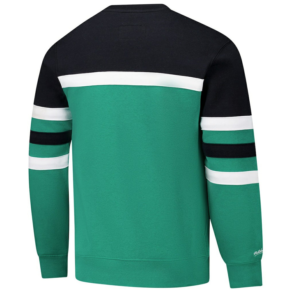 Boston Celtics Hardwood Classics Vintage Logo Head Coach Pullover Sweatshirt Kelly Green/Black - NBA