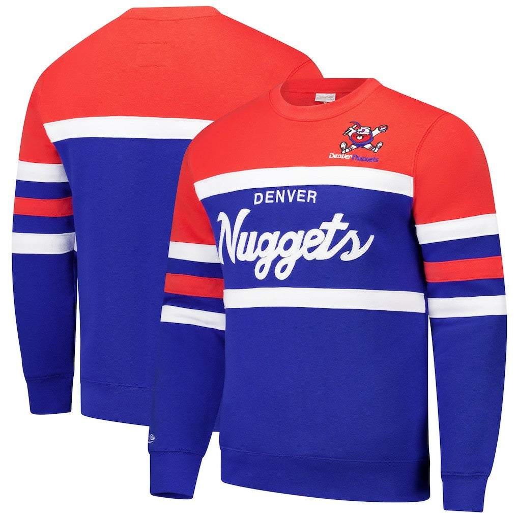 Denver Nuggets Hardwood Classics Vintage Logo Head Coach Pullover Sweatshirt Royal/Red - NBA