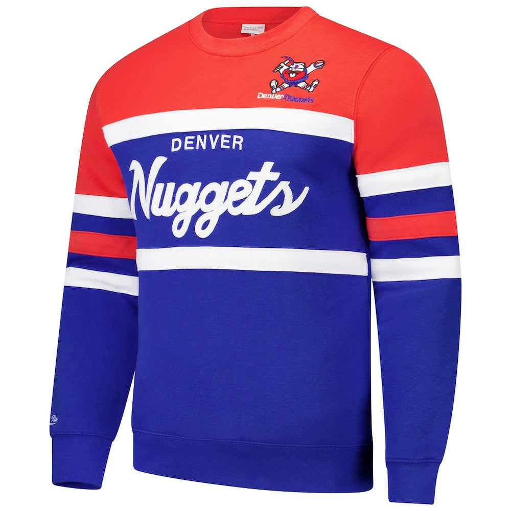 Denver Nuggets Hardwood Classics Vintage Logo Head Coach Pullover Sweatshirt Royal/Red - NBA