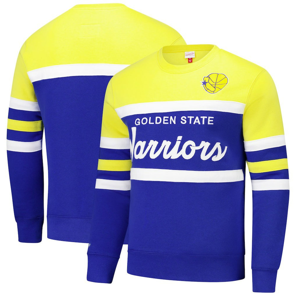 Golden State Warriors Hardwood Classics Vintage Logo Head Coach Pullover Sweatshirt Royal/Gold - NBA