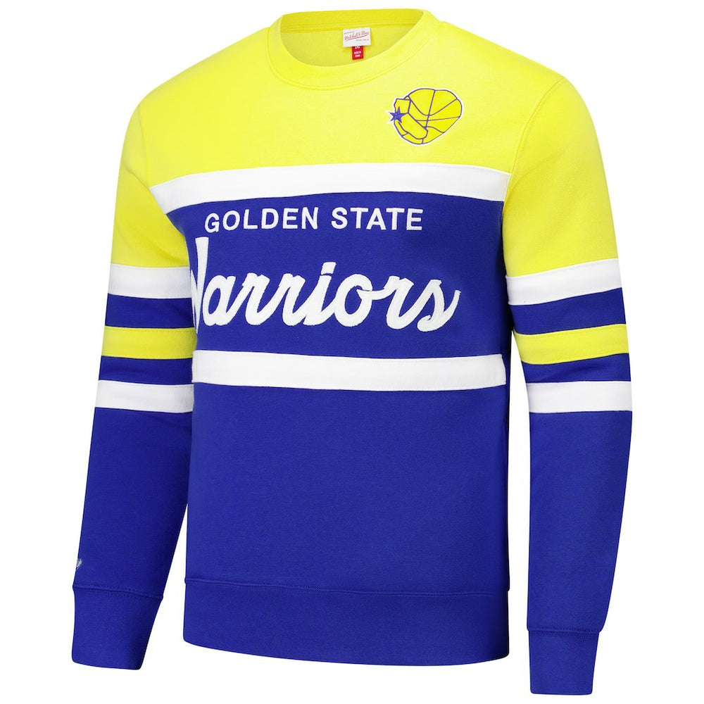 Golden State Warriors Hardwood Classics Vintage Logo Head Coach Pullover Sweatshirt Royal/Gold - NBA