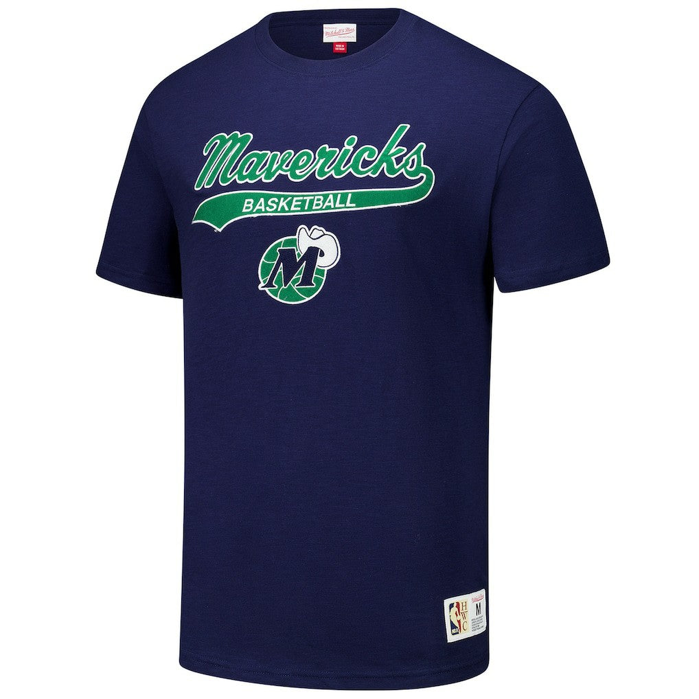 Dallas Mavericks Hardwood Classics Felt Applique Slub T-Shirt Navy - NBA