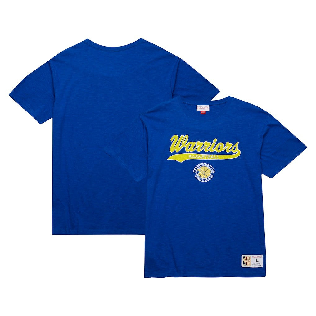 Golden State Warriors Hardwood Classics Felt Applique Slub T-Shirt Royal - NBA