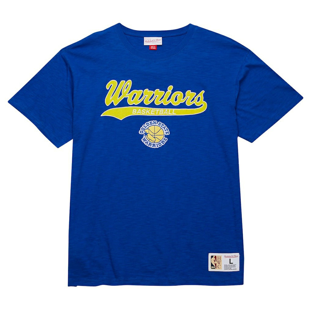 Golden State Warriors Hardwood Classics Felt Applique Slub T-Shirt Royal - NBA
