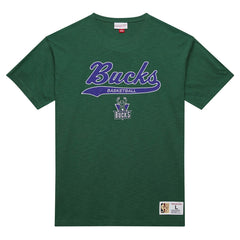 Milwaukee Bucks Hardwood Classics Felt Applique Slub T-Shirt Green - NBA