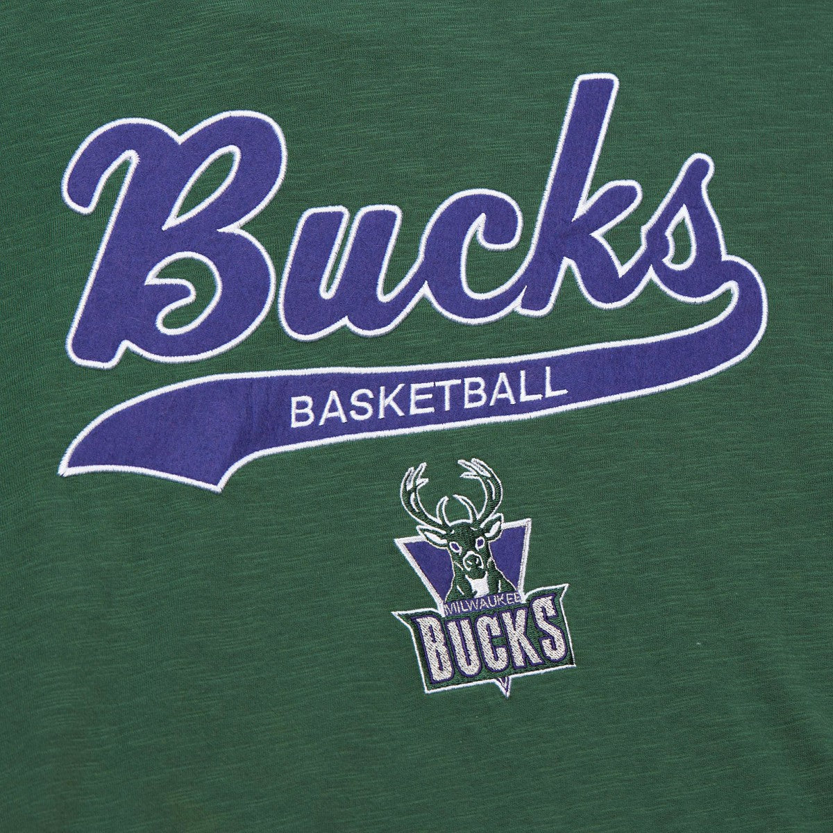 Milwaukee Bucks Hardwood Classics Felt Applique Slub T-Shirt Green - NBA