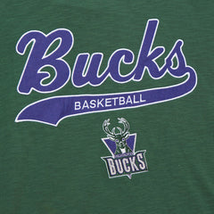 Milwaukee Bucks Hardwood Classics Felt Applique Slub T-Shirt Green - NBA