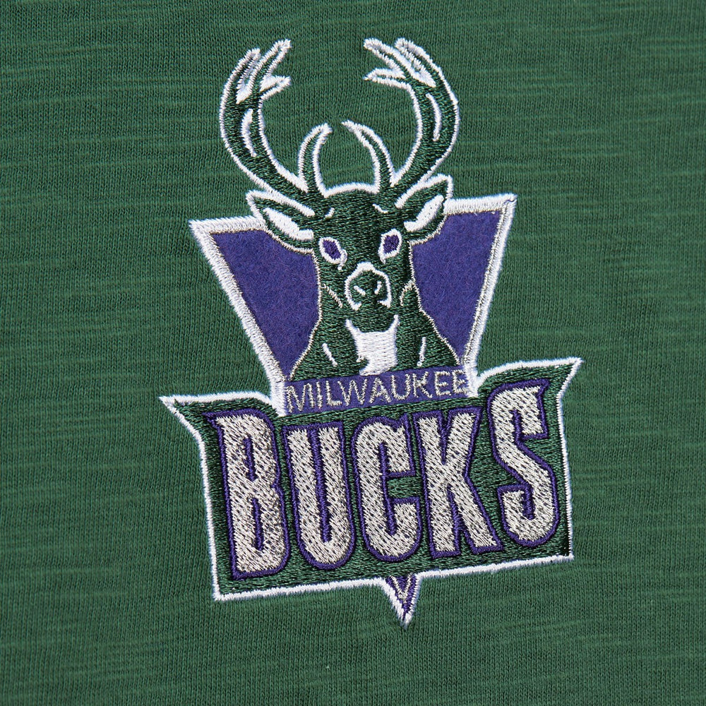 Milwaukee Bucks Hardwood Classics Felt Applique Slub T-Shirt Green - NBA