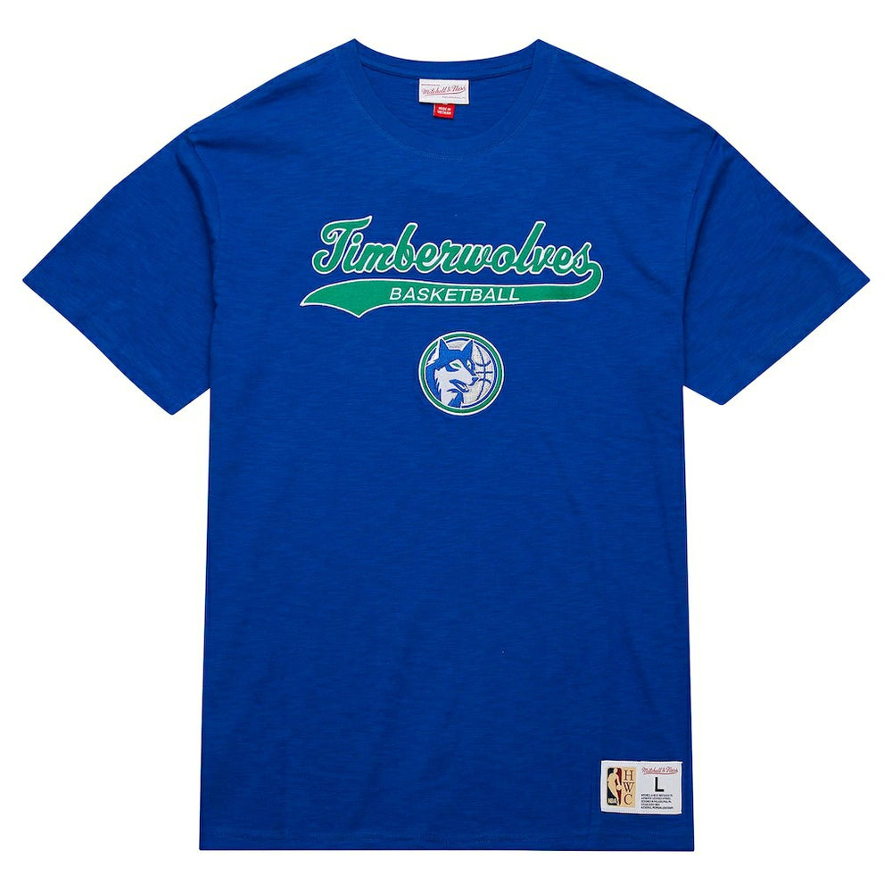 Minnesota Timberwolves Hardwood Classics Felt Applique Slub T-Shirt Blue - NBA