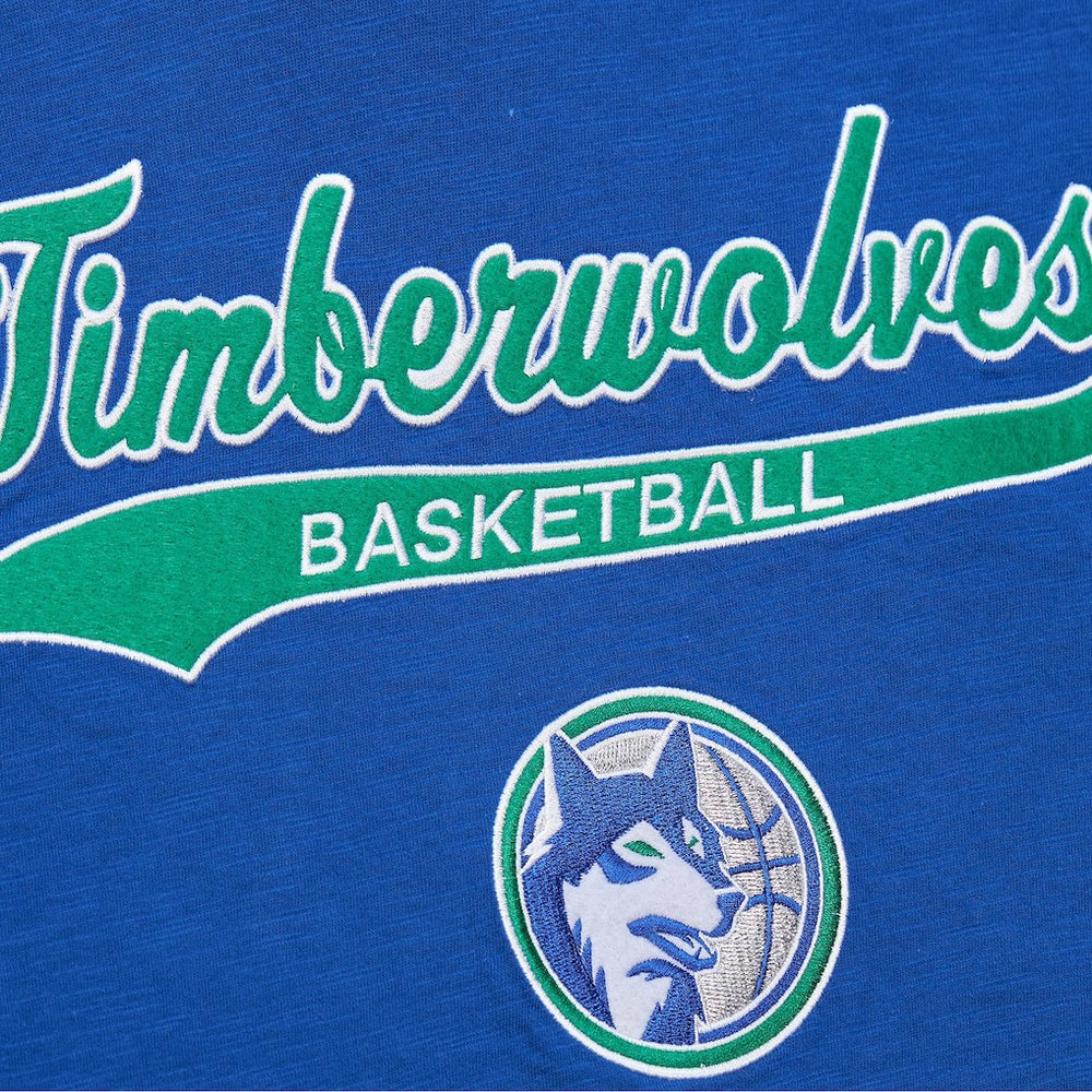Minnesota Timberwolves Hardwood Classics Felt Applique Slub T-Shirt Blue - NBA