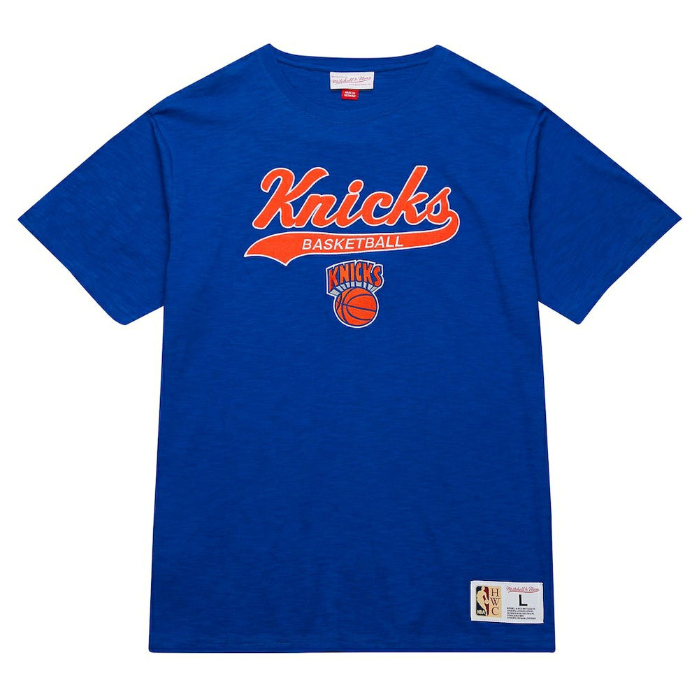 New York Knicks Hardwood Classics Felt Applique Slub T-Shirt Blue - NBA